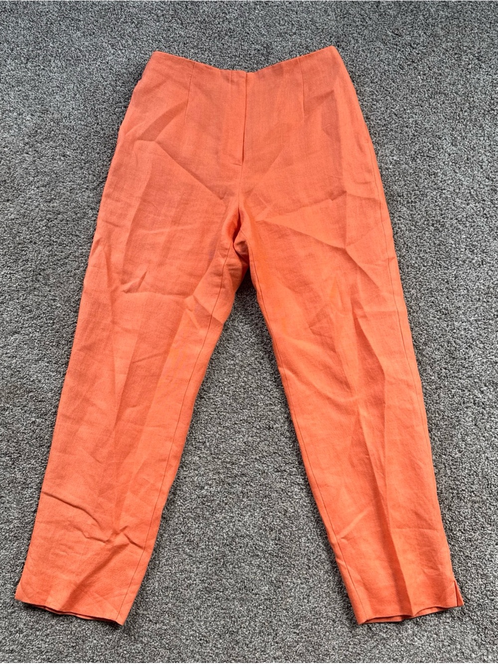 Talbots Women’s 10 Irish Linen Orange Trouser Pants 31 Waist 29 Length Mint Cond